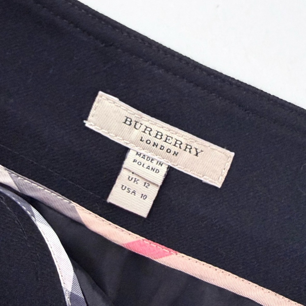 Burberry London Black Cashmere Angora Wool Blend Box Pleat Skirt Pockets 10 US - Picture 13 of 16